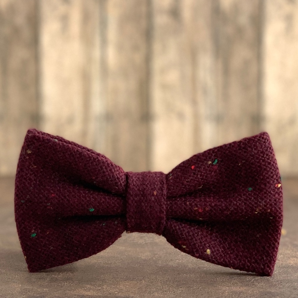 Men’s Maroon Donegal Multicolor Tweed Bow Tie